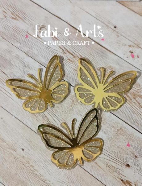 Aplique de Borboleta com Glitter Dourado